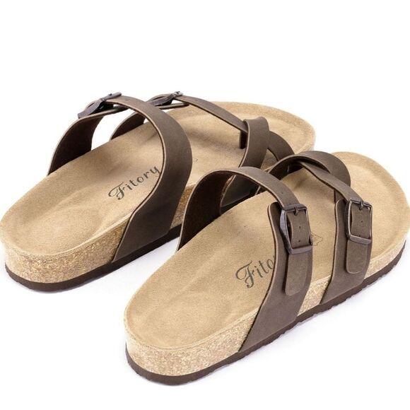 FITORY Women's Slide Sandals with Soft Cork Footbed Size 6 in brown NWT - Picture 6 of 11